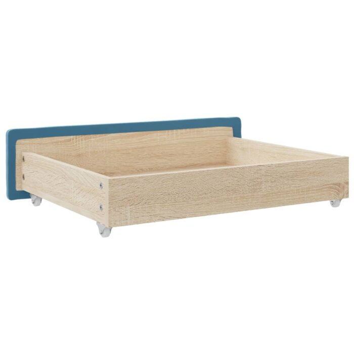 Tiroirs de lit 2 pcs bleu bois d'ingénierie et tissu – Image 4