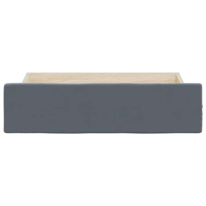 Tiroirs de lit 2 pcs gris foncé bois d'ingénierie et velours – Image 2