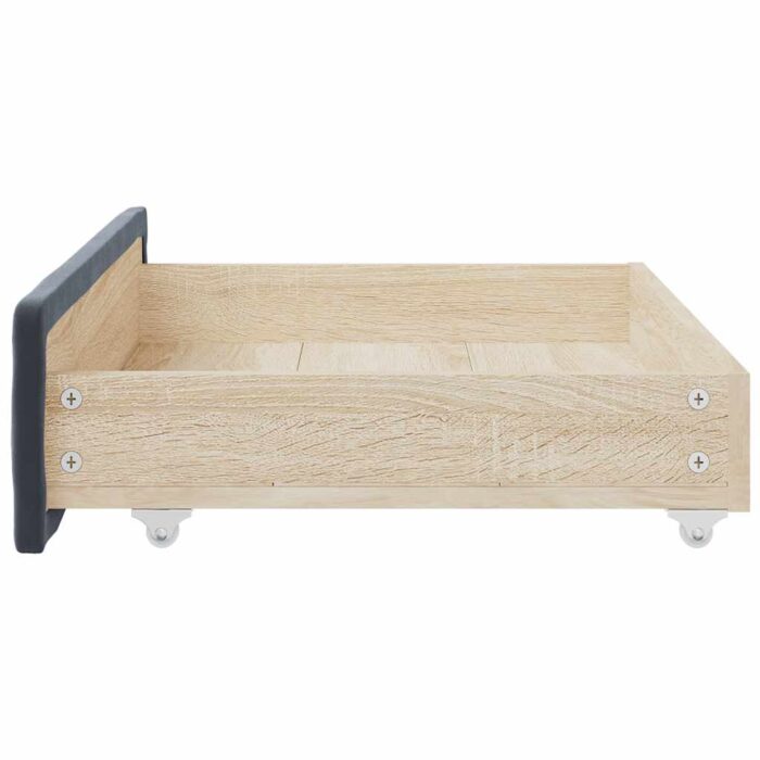 Tiroirs de lit 2 pcs gris foncé bois d'ingénierie et velours – Image 3
