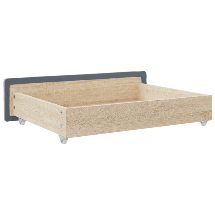 Tiroirs de lit 2 pcs gris foncé bois d'ingénierie et velours – Image 4