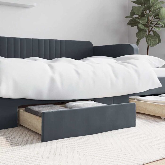 VXL8720845438470_m_en_hd_1.jpg Tiroirs de lit 2 pcs gris foncé bois d'ingénierie et velours – Image 1