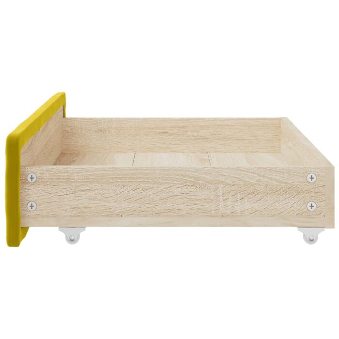 Tiroirs de lit 2 pcs jaune bois d'ingénierie et velours – Image 3