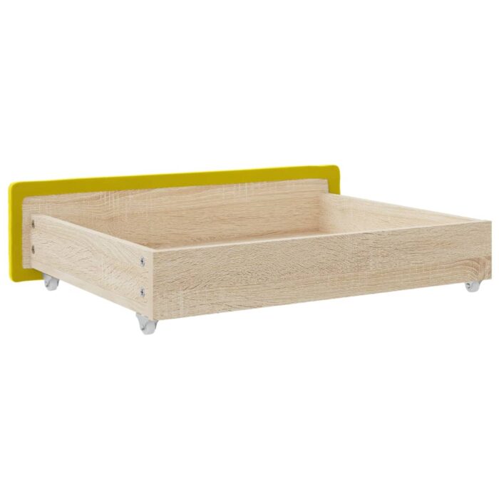 Tiroirs de lit 2 pcs jaune bois d'ingénierie et velours – Image 4