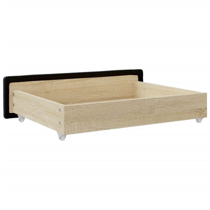 Tiroirs de lit 2 pcs noir bois d'ingénierie et similicuir – Image 4
