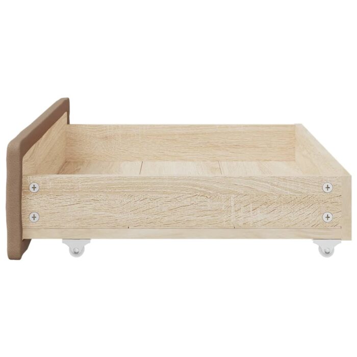 Tiroirs de lit 2 pcs cappuccino bois d'ingénierie et similicuir – Image 3