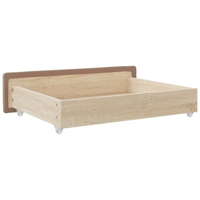 Tiroirs de lit 2 pcs cappuccino bois d'ingénierie et similicuir – Image 4