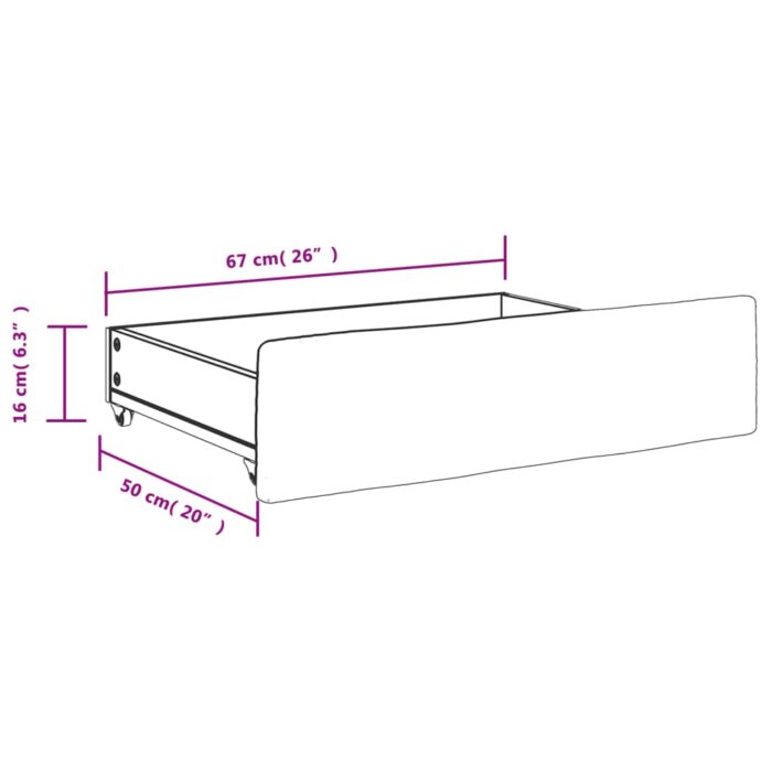Tiroirs de lit 2 pcs cappuccino bois d'ingénierie et similicuir – Image 6