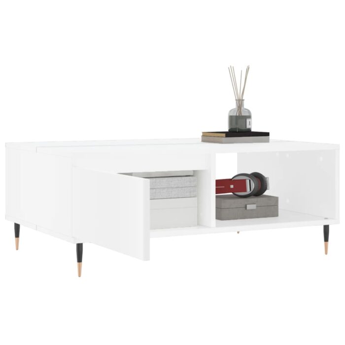 Table basse blanc 90x60x35 cm bois d'ingénierie – Image 2