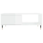 Table basse blanc brillant 90x60x35 cm bois d'ingénierie – Image 3