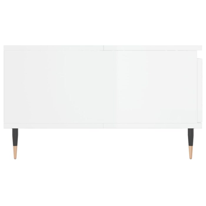 Table basse blanc brillant 90x60x35 cm bois d'ingénierie – Image 5