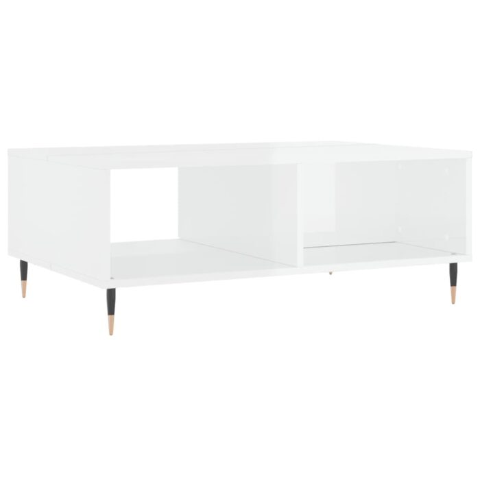Table basse blanc brillant 90x60x35 cm bois d'ingénierie – Image 6