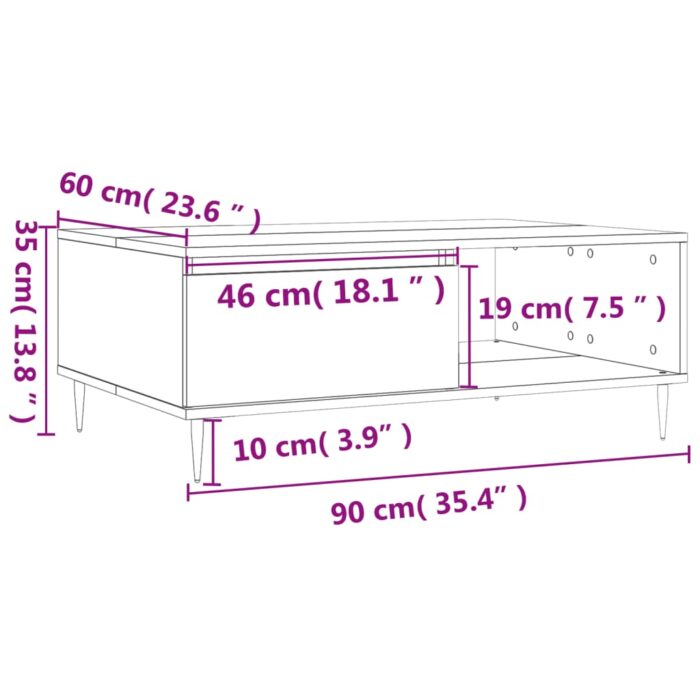 Table basse gris béton 90x60x35 cm bois d'ingénierie – Image 9