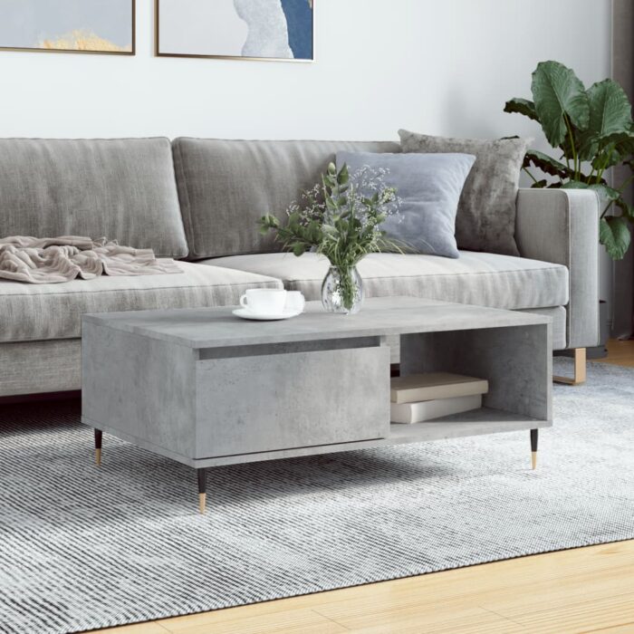 Table basse gris béton 90x60x35 cm bois d'ingénierie – Image 1