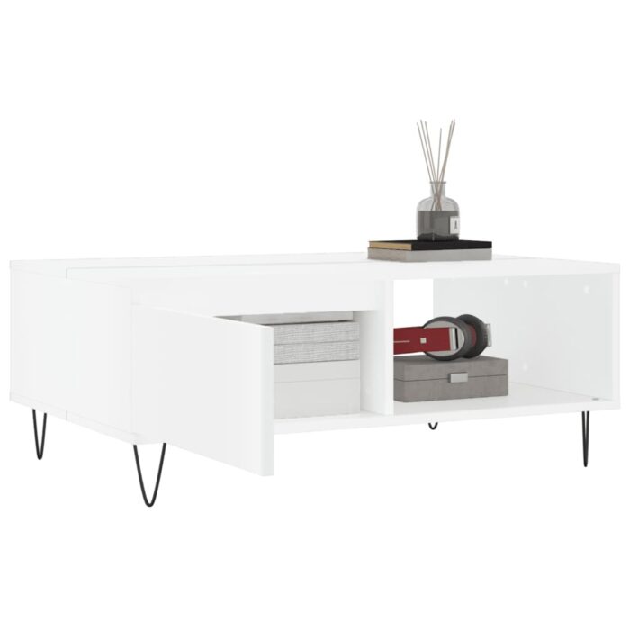 Table basse blanc 90x60x35 cm bois d'ingénierie – Image 2