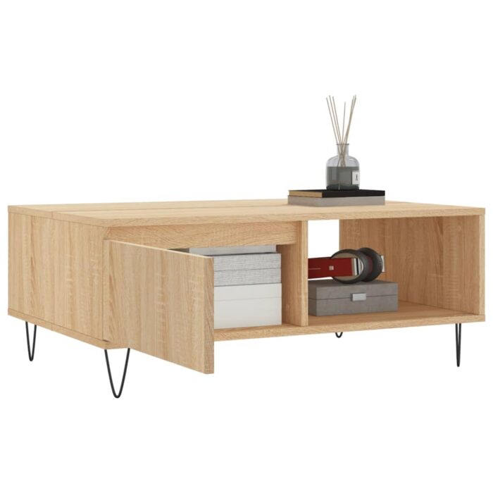 Table basse chêne sonoma 90x60x35 cm bois d'ingénierie – Image 2