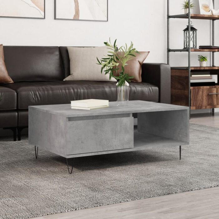 Table basse gris béton 90x60x35 cm bois d'ingénierie – Image 1