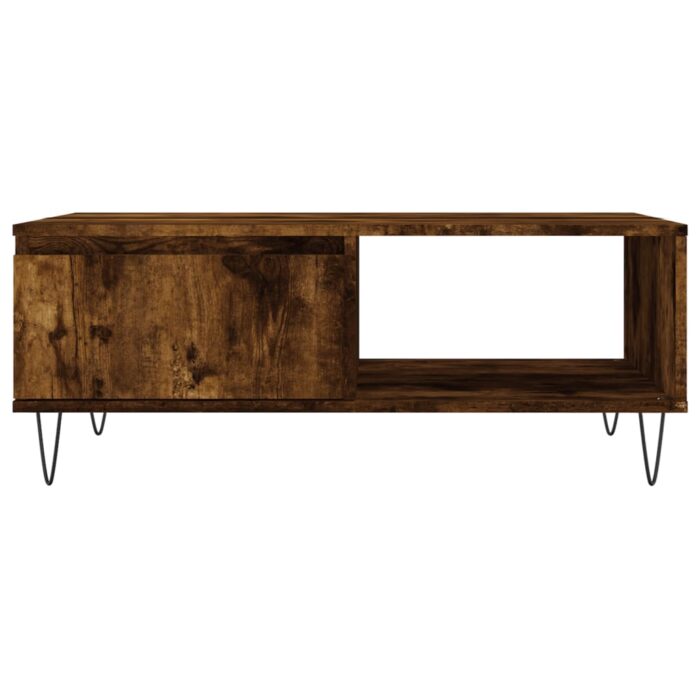 Table basse chêne fumé 90x60x35 cm bois d'ingénierie – Image 3