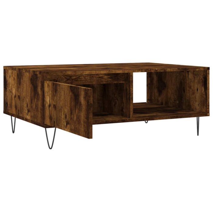 Table basse chêne fumé 90x60x35 cm bois d'ingénierie – Image 4