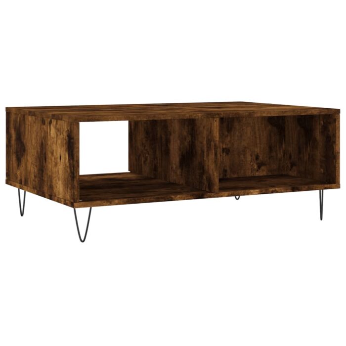 Table basse chêne fumé 90x60x35 cm bois d'ingénierie – Image 6