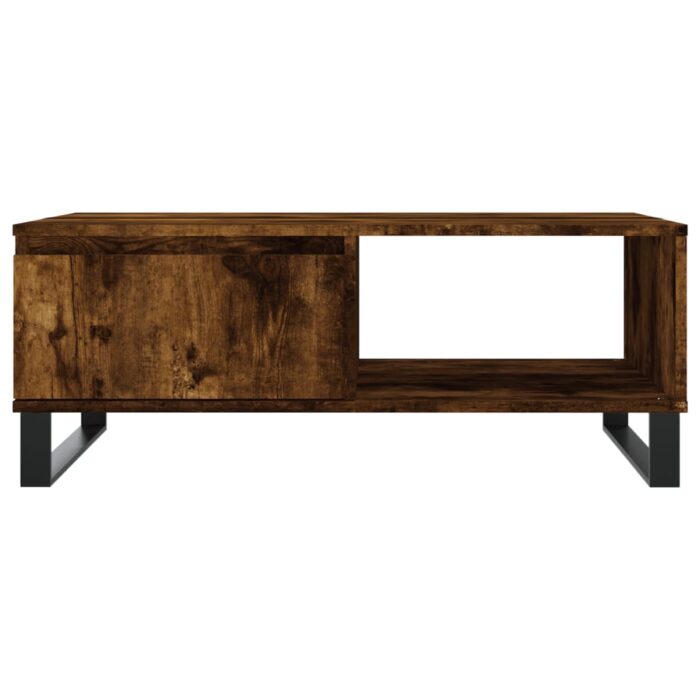 Table basse chêne fumé 90x60x35 cm bois d'ingénierie – Image 3