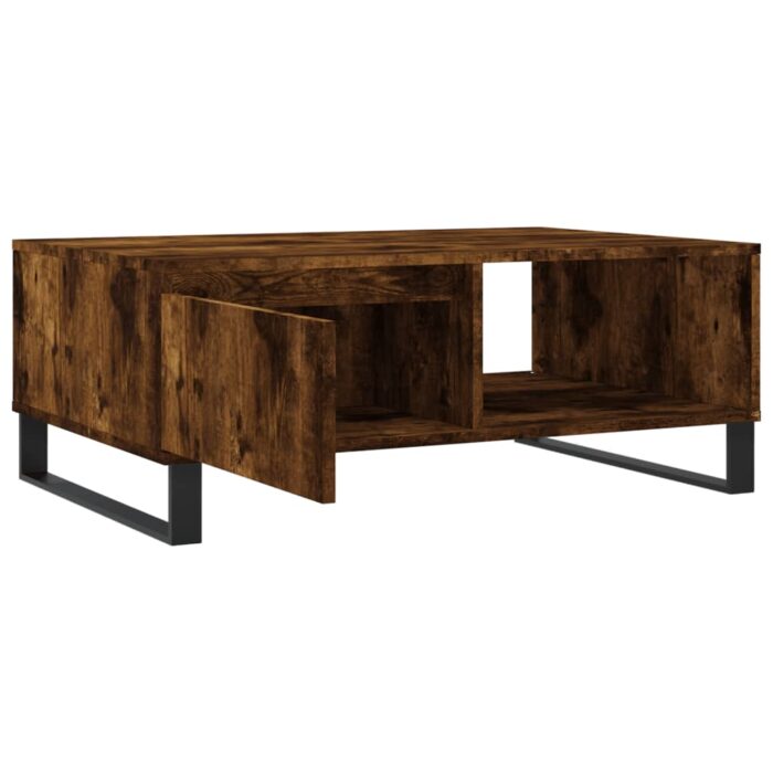 Table basse chêne fumé 90x60x35 cm bois d'ingénierie – Image 4