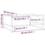 Table basse chêne fumé 90x60x35 cm bois d'ingénierie – Image 9