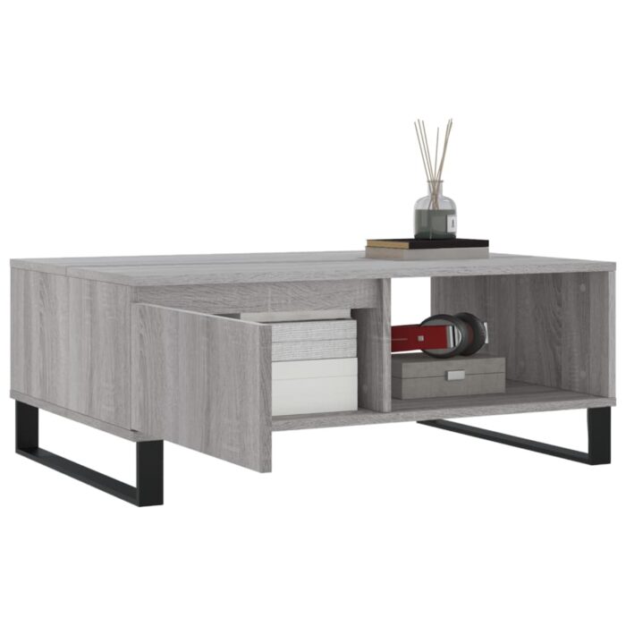 Table basse sonoma gris 90x60x35 cm bois d'ingénierie – Image 2