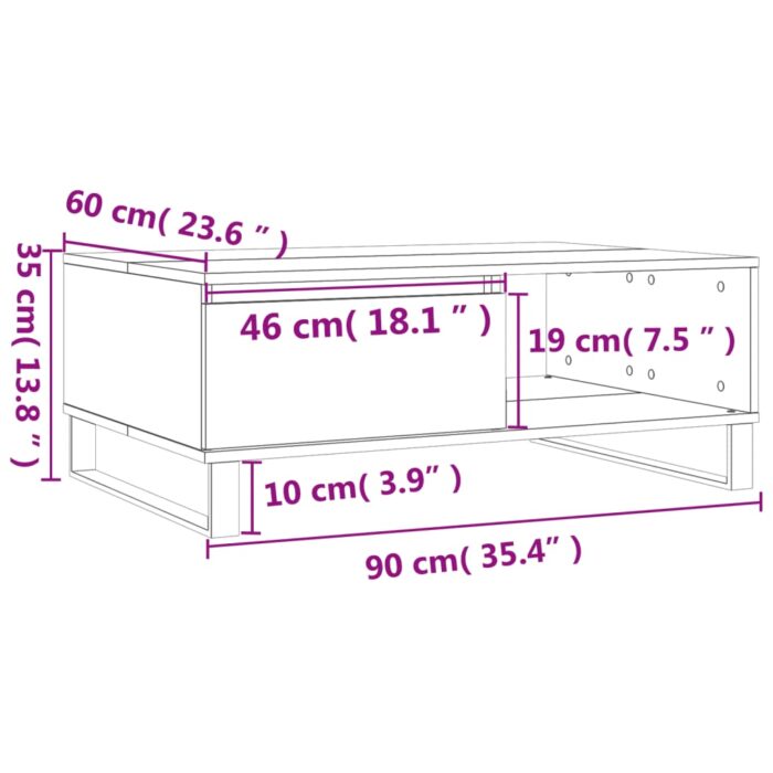 Table basse sonoma gris 90x60x35 cm bois d'ingénierie – Image 9
