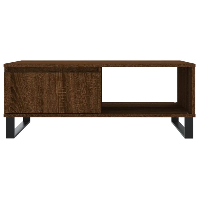Table basse chêne marron 90x60x35 cm bois d'ingénierie – Image 3