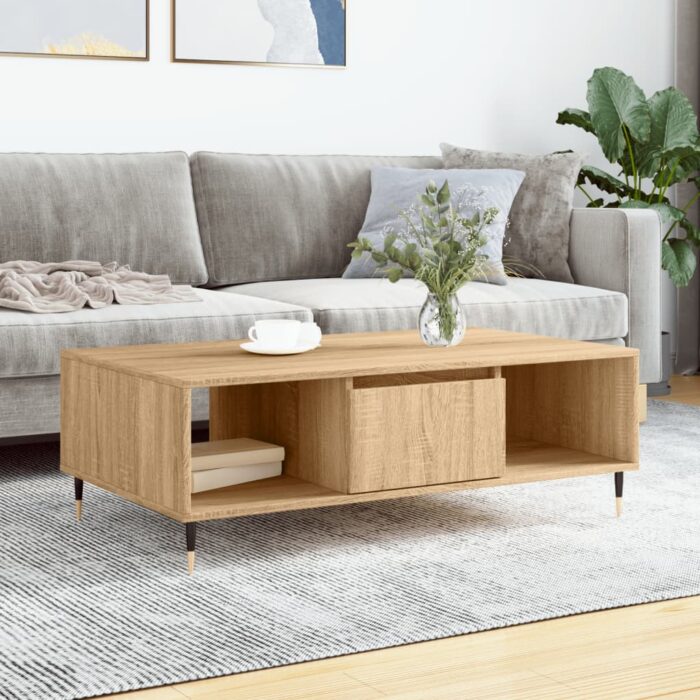 Table basse chêne sonoma 104x60x35 cm bois d'ingénierie – Image 1