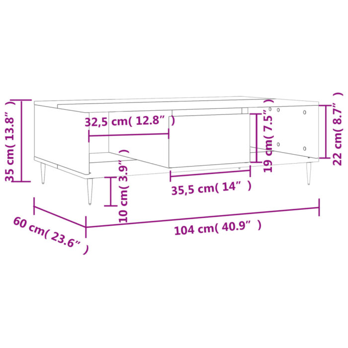 Table basse gris béton 104x60x35 cm bois d'ingénierie – Image 9