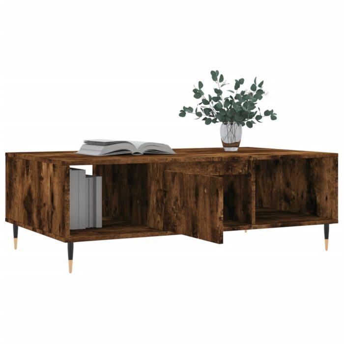 Table basse chêne fumé 104x60x35 cm bois d'ingénierie – Image 2