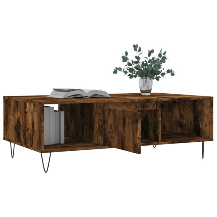 Table basse chêne fumé 104x60x35 cm bois d'ingénierie – Image 2