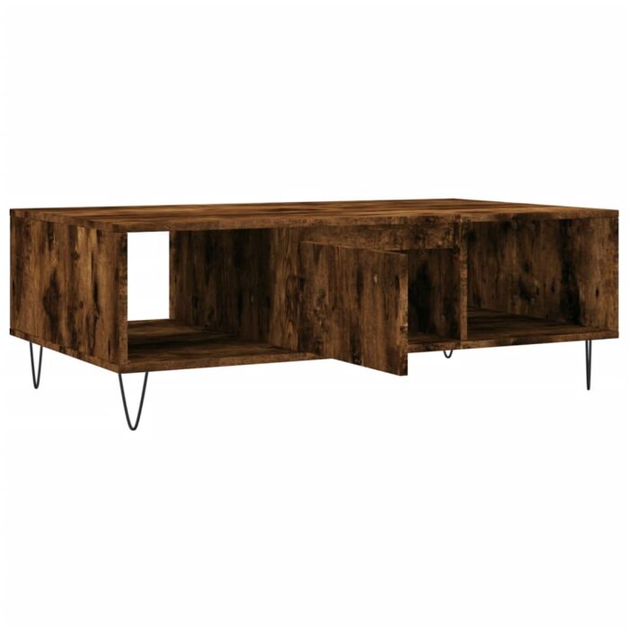Table basse chêne fumé 104x60x35 cm bois d'ingénierie – Image 4