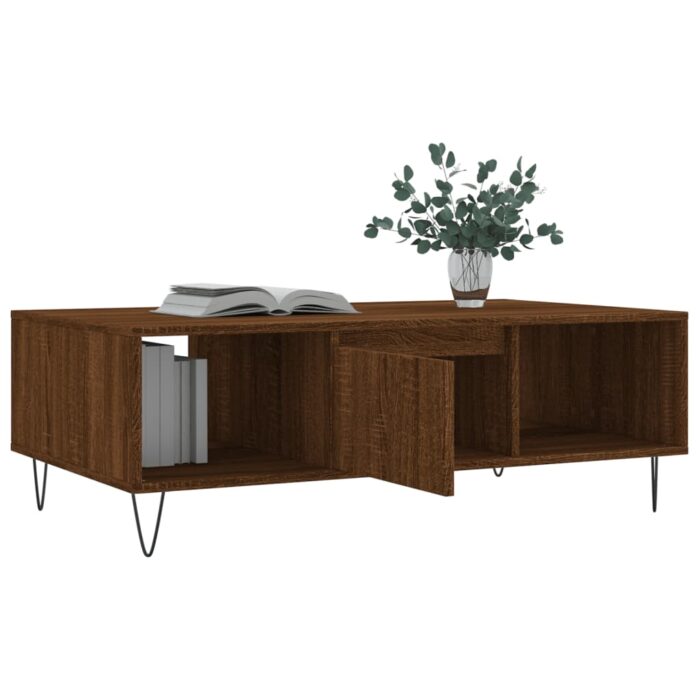 Table basse chêne marron 104x60x35 cm bois d'ingénierie – Image 2