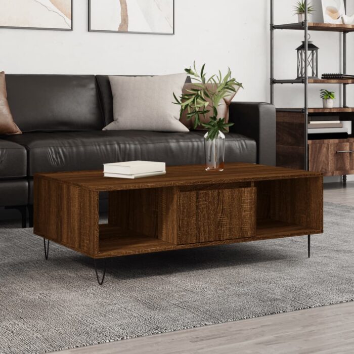 Table basse chêne marron 104x60x35 cm bois d'ingénierie – Image 1