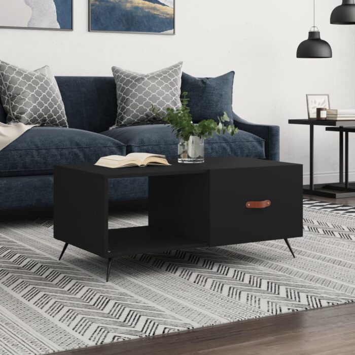 Table basse noir 90x50x40 cm bois d'ingénierie – Image 1