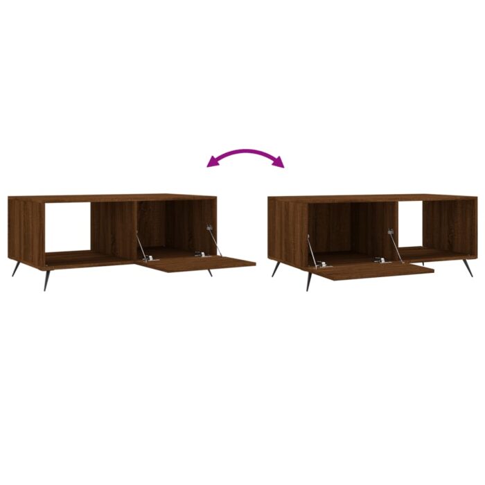 Table basse chêne marron 90x50x40 cm bois d'ingénierie – Image 7