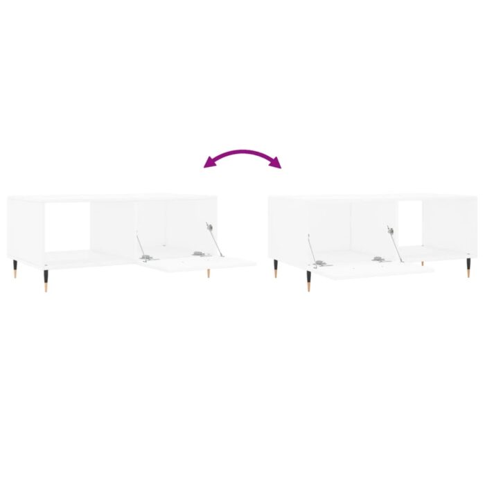 Table basse blanc 90x50x40 cm bois d'ingénierie – Image 7