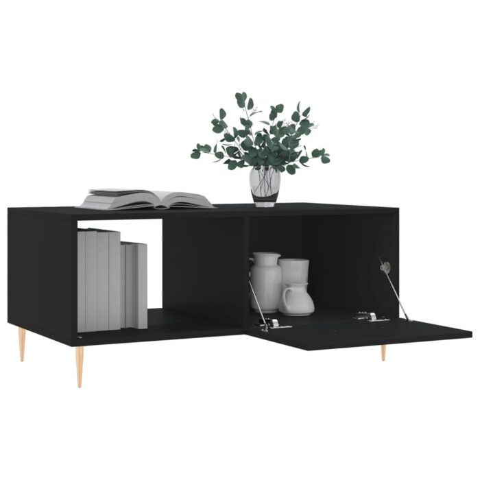 Table basse noir 90x50x40 cm bois d'ingénierie – Image 2