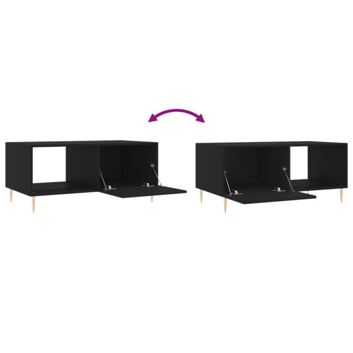 Table basse noir 90x50x40 cm bois d'ingénierie – Image 7