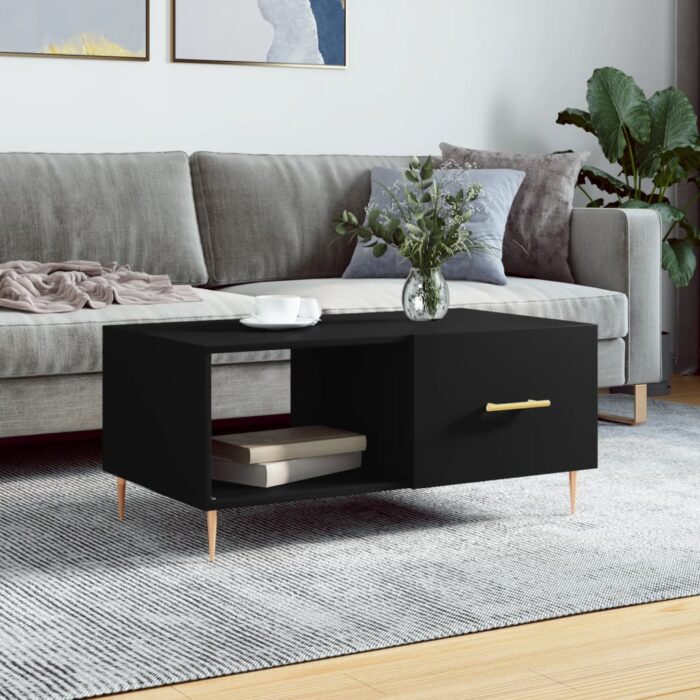 Table basse noir 90x50x40 cm bois d'ingénierie – Image 1