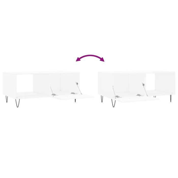 Table basse blanc 90x50x40 cm bois d'ingénierie – Image 7