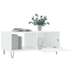 Table basse Blanc brillant 90x50x40 cm Bois d'ingénierie – Image 2