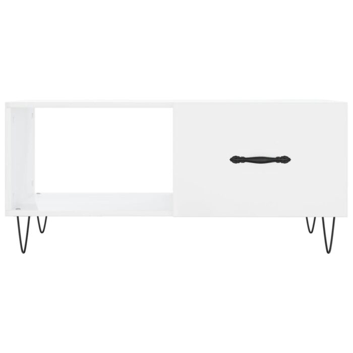 Table basse Blanc brillant 90x50x40 cm Bois d'ingénierie – Image 3