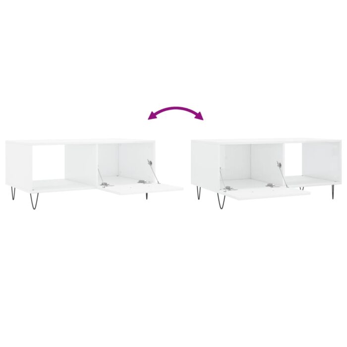 Table basse Blanc brillant 90x50x40 cm Bois d'ingénierie – Image 7