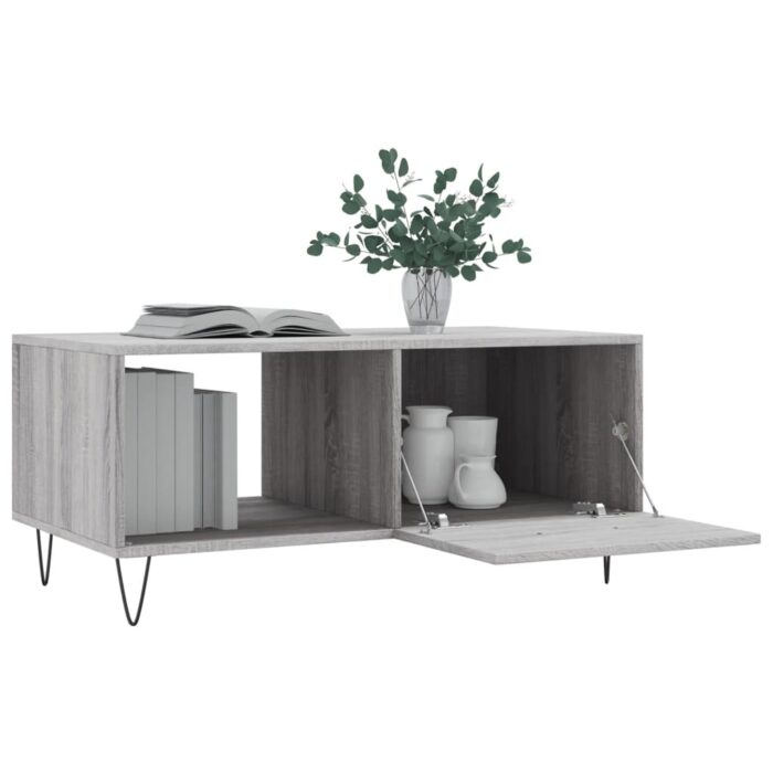 Table basse sonoma gris 90x50x40 cm bois d'ingénierie – Image 2