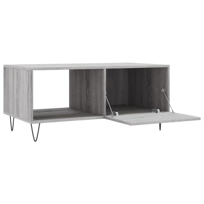 Table basse sonoma gris 90x50x40 cm bois d'ingénierie – Image 4