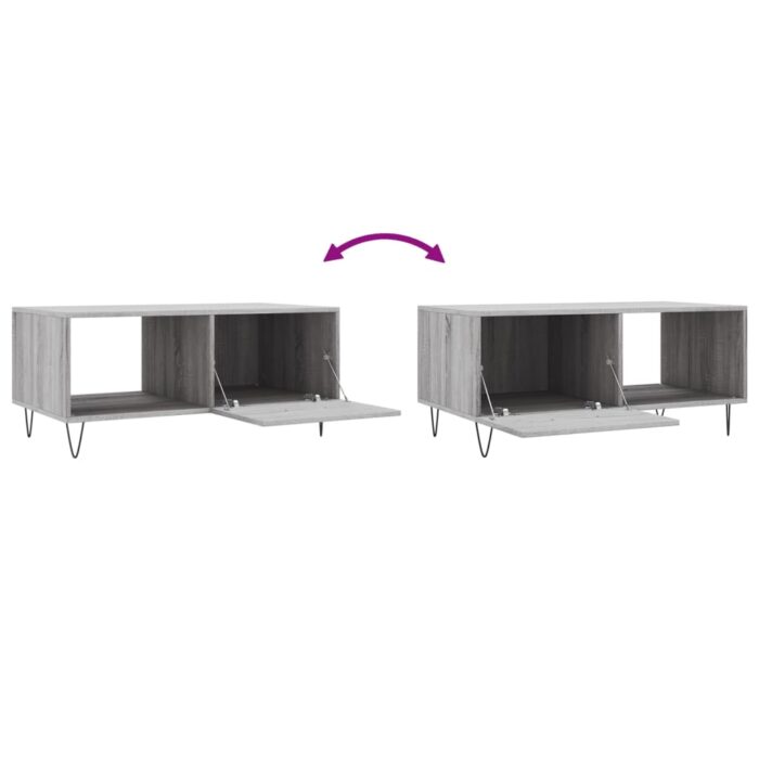 Table basse sonoma gris 90x50x40 cm bois d'ingénierie – Image 7