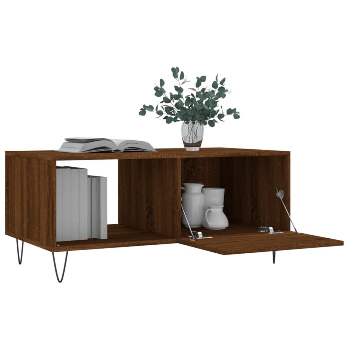 Table basse chêne marron 90x50x40 cm bois d'ingénierie – Image 2
